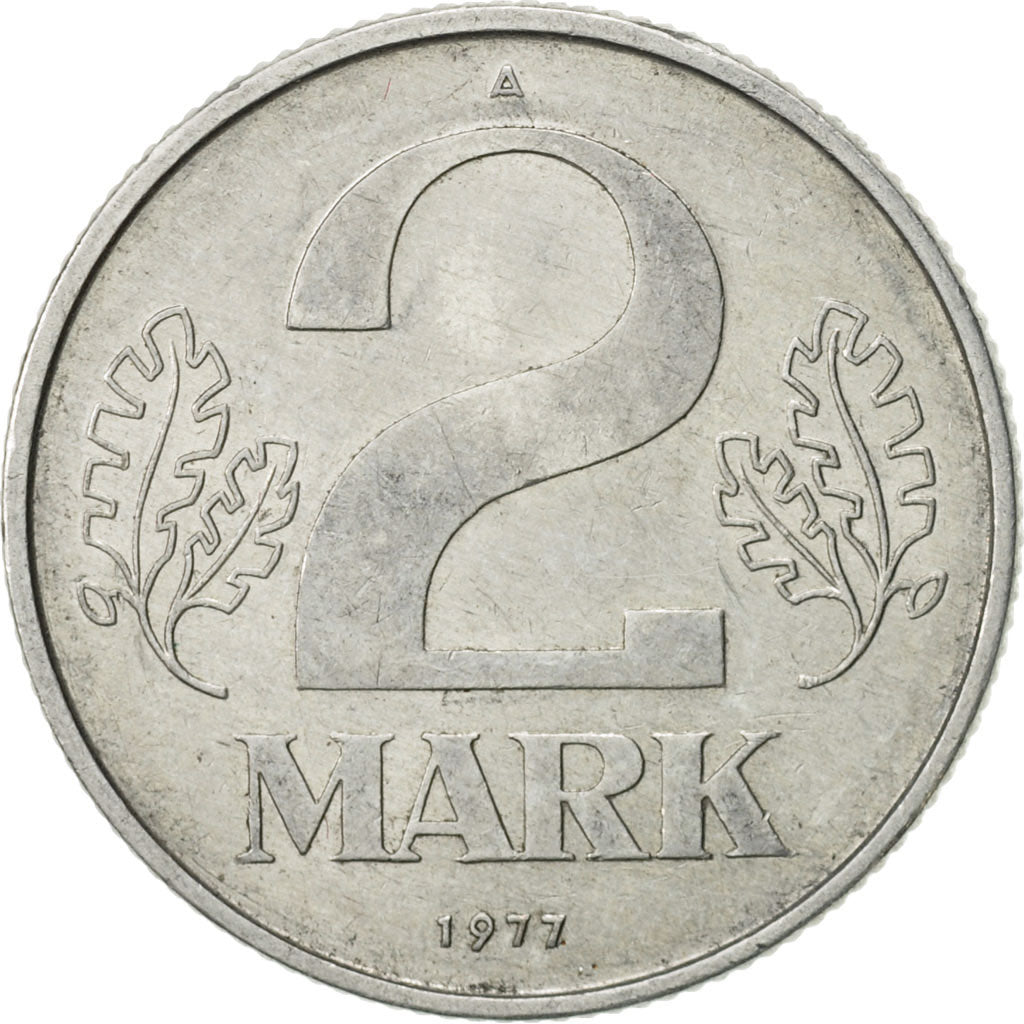 Coin, GERMAN-DEMOCRATIC REPUBLIC, 2 Mark, 1977, Berlin, AU(55-58), Aluminum