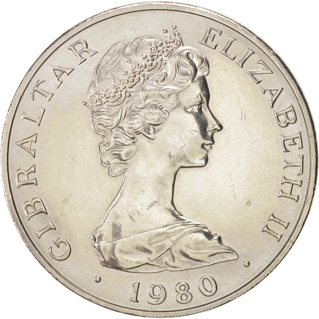 Coin, Gibraltar, Elizabeth II, Crown, 1980, British Royal Mint, MS(60-62)