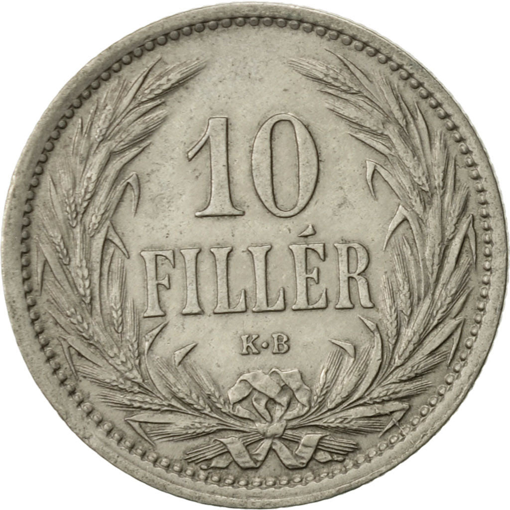 Coin, Hungary, Franz Joseph I, 10 Filler, 1908, Kormoczbanya, AU(50-53), Nickel