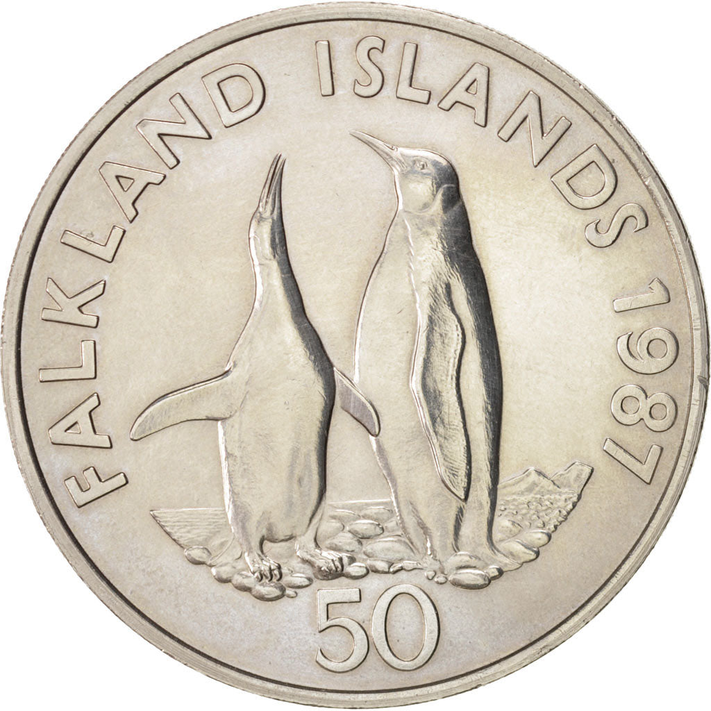 Isole Falkland, Elizabeth II, 50 Pence, 1987, SPL, Rame-nichel, KM:25