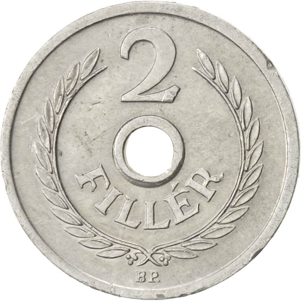 Hungary, 2 Filler, 1955, Budapest, AU(55-58), Aluminum, KM:546