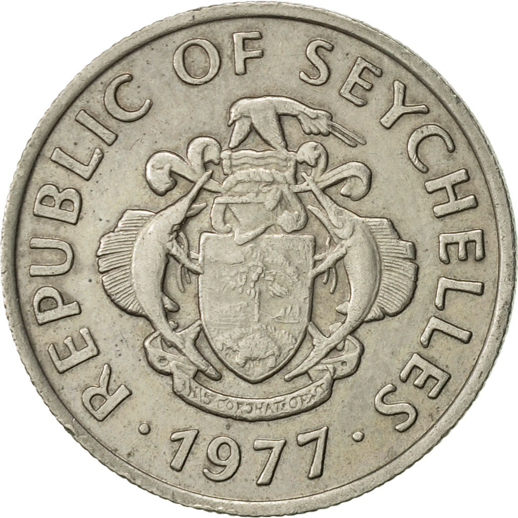 Coin, Seychelles, 25 Cents, 1977, British Royal Mint, AU(50-53), Copper-nickel