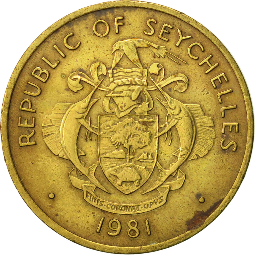 Coin, Seychelles, 10 Cents, 1981, British Royal Mint, EF(40-45), Brass, KM:44