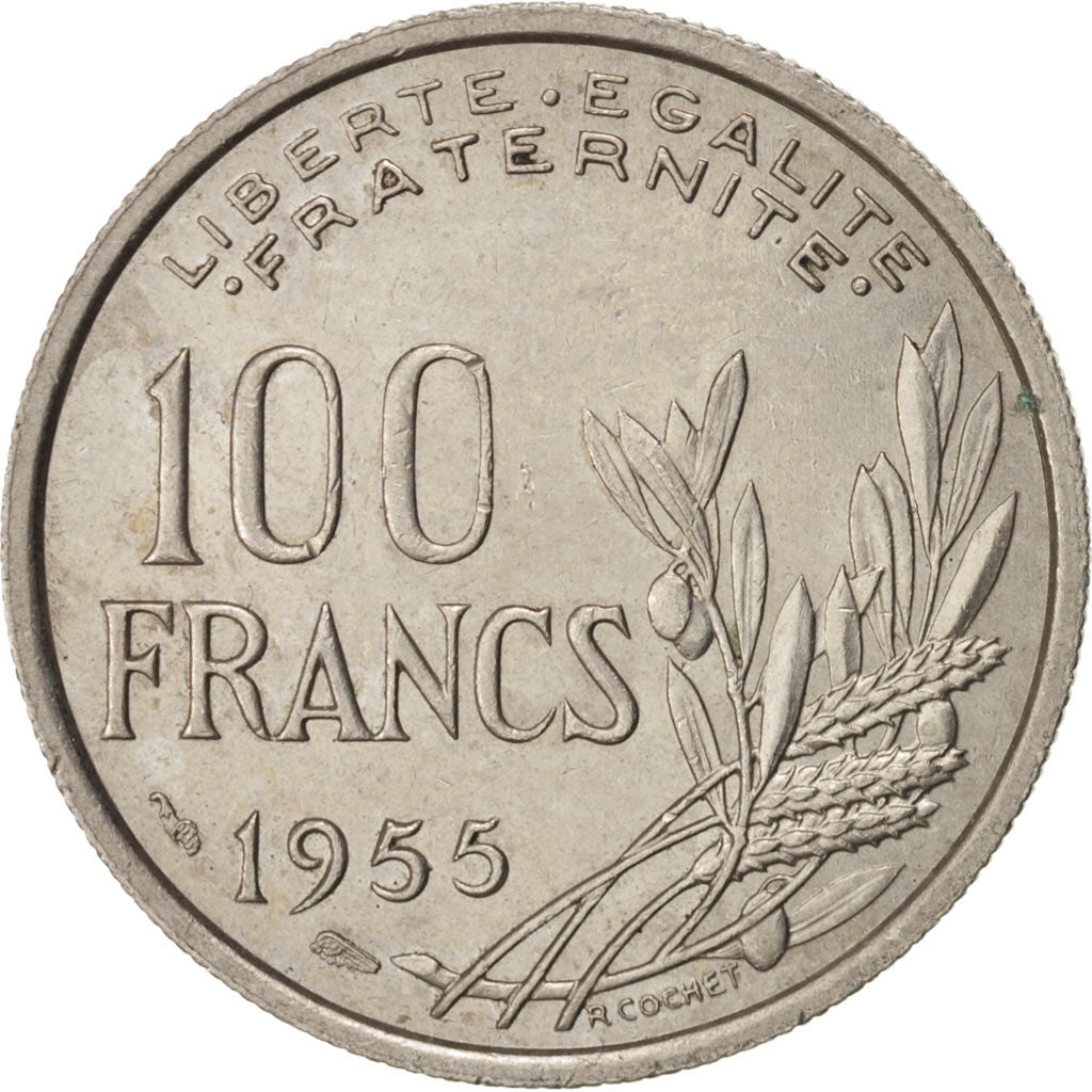 Francia, Cochet, 100 Francs, 1955, Paris, BB+, Rame-nichel, KM:919.1, Gadoury...