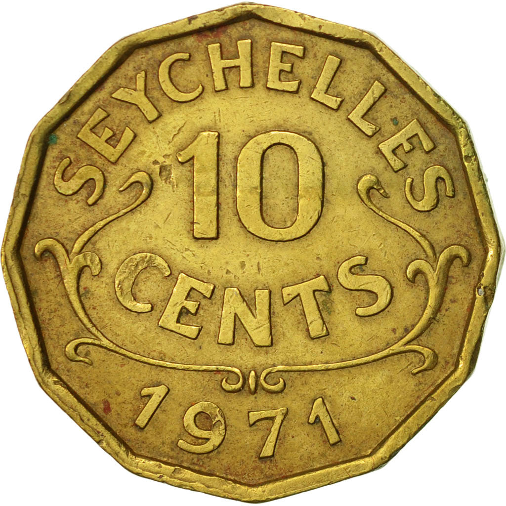 Coin, Seychelles, 10 Cents, 1971, British Royal Mint, EF(40-45), Nickel-brass