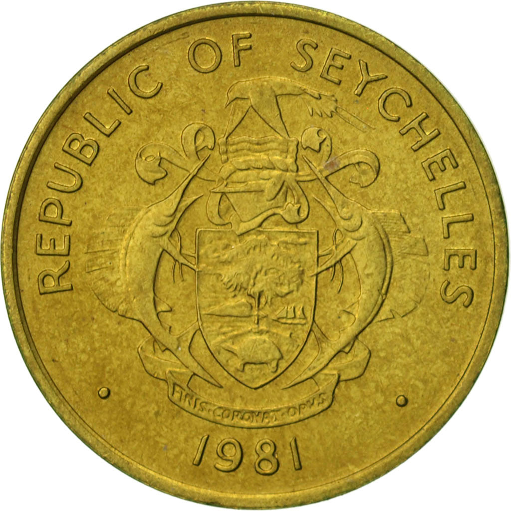 Seychelles, 5 Cents, 1981, British Royal Mint, EF(40-45), Brass, KM:43