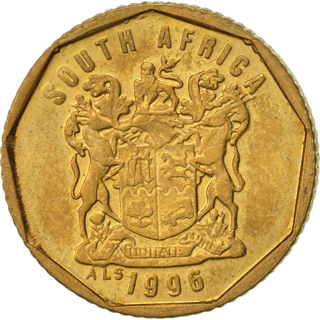 Moneta, Sudafrica, 10 Cents, 1996, BB+, Acciaio placcato in bronzo, KM:161
