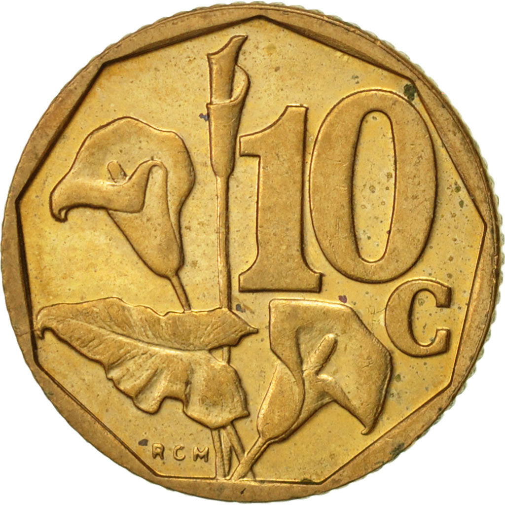 Moneta, Sudafrica, 10 Cents, 1996, BB+, Acciaio placcato in bronzo, KM:161