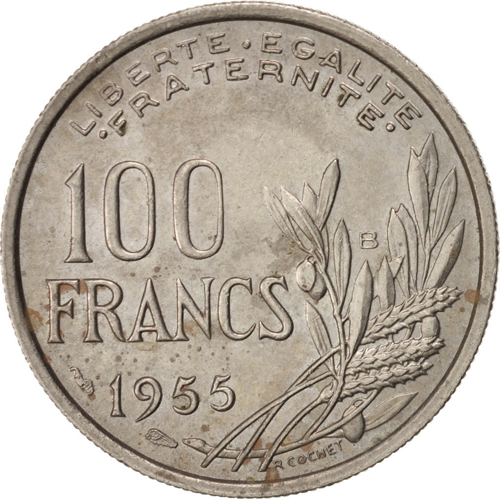 Münze, Frankreich, Cochet, 100 Francs, 1955, Beaumont le Roger, SS+