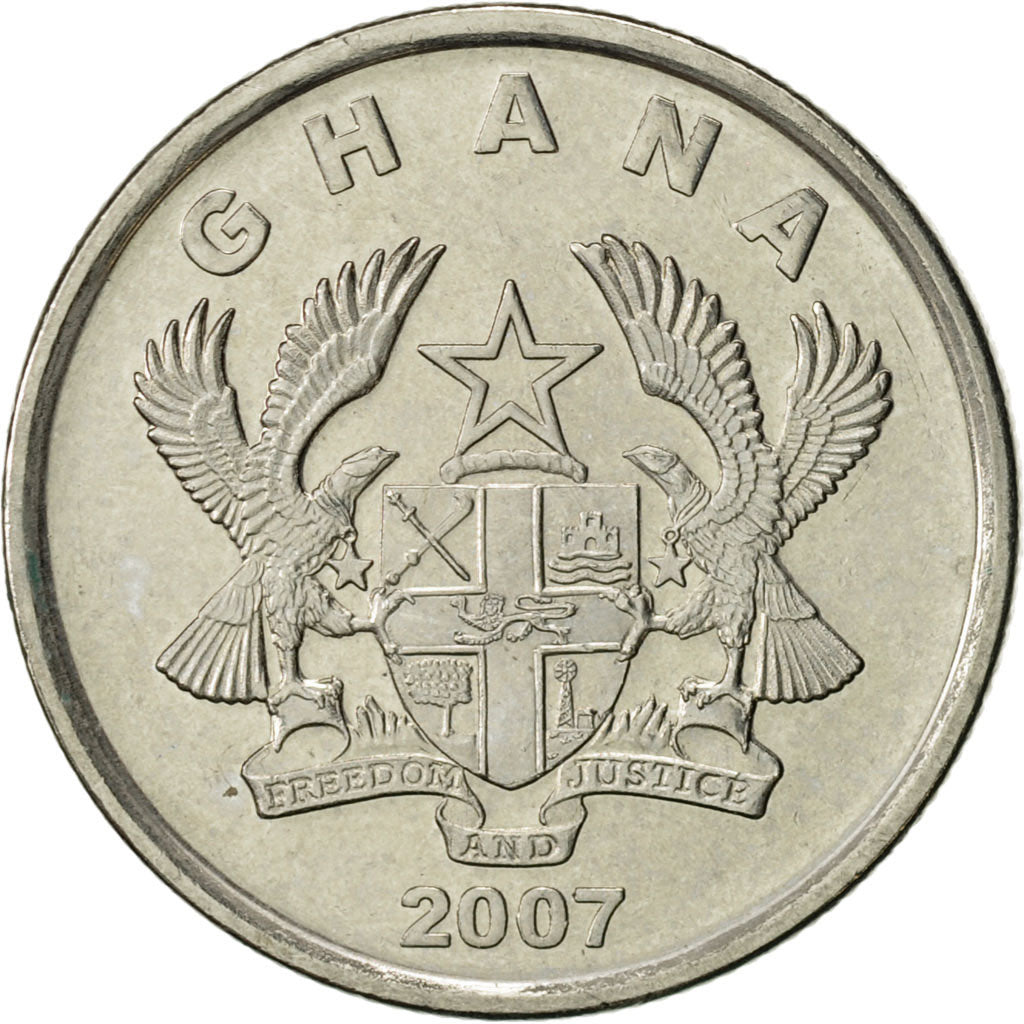 Ghana, 10 Pesewas, 2007, AU(55-58), Nickel Clad Steel, KM:39