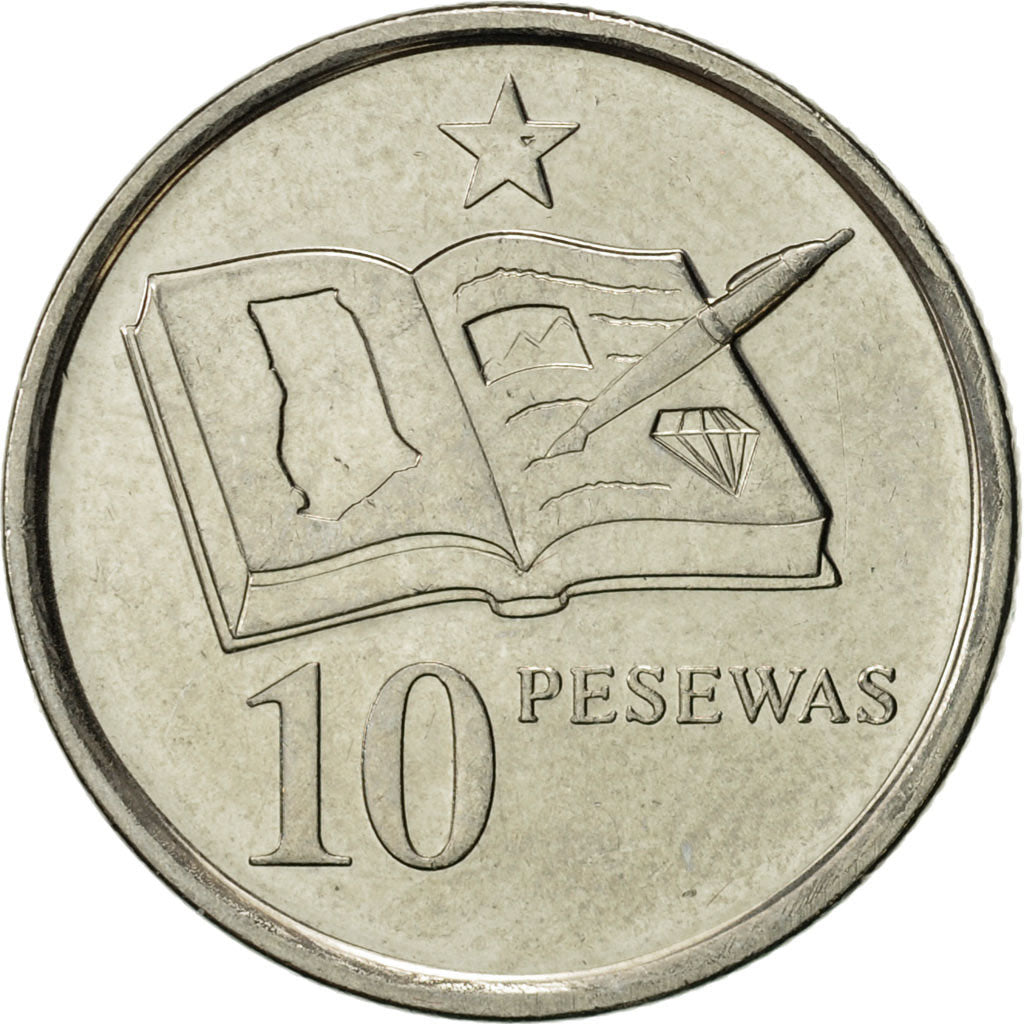 Ghana, 10 Pesewas, 2007, AU(55-58), Nickel Clad Steel, KM:39