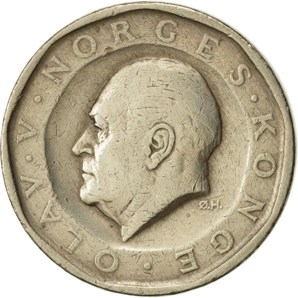 Coin, Norway, Olav V, 10 Kroner, 1983, EF(40-45), Nickel-brass, KM:427