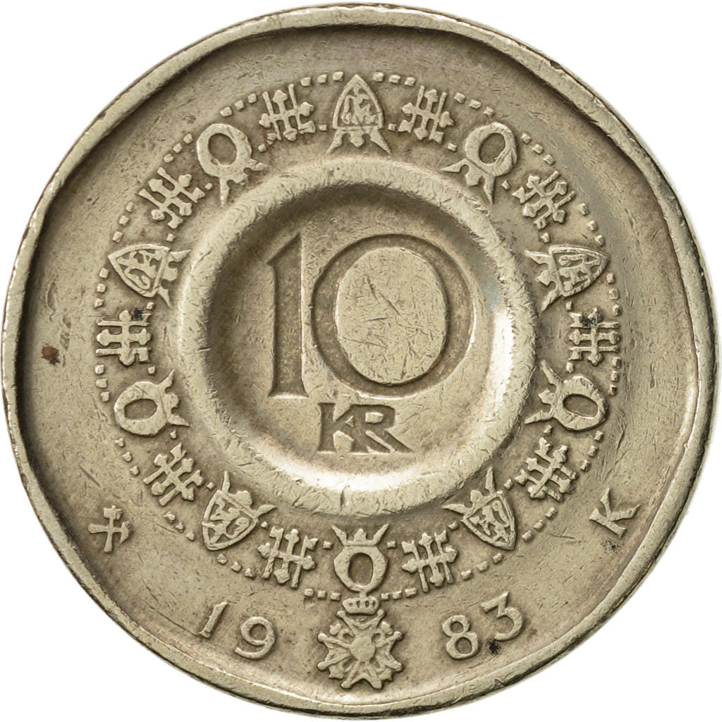 Coin, Norway, Olav V, 10 Kroner, 1983, EF(40-45), Nickel-brass, KM:427