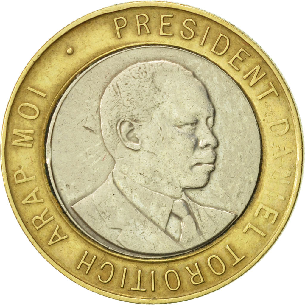 Coin, Kenya, 10 Shillings, 1997, British Royal Mint, AU(50-53), Bi-Metallic