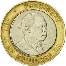 Coin, Kenya, 10 Shillings, 1997, British Royal Mint, AU(50-53), Bi-Metallic