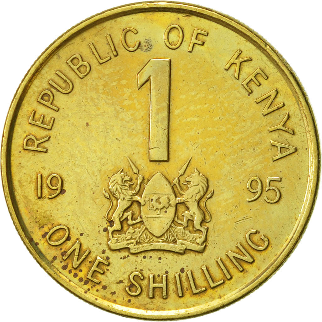 Coin, Kenya, Shilling, 1995, AU(50-53), Brass plated steel, KM:29