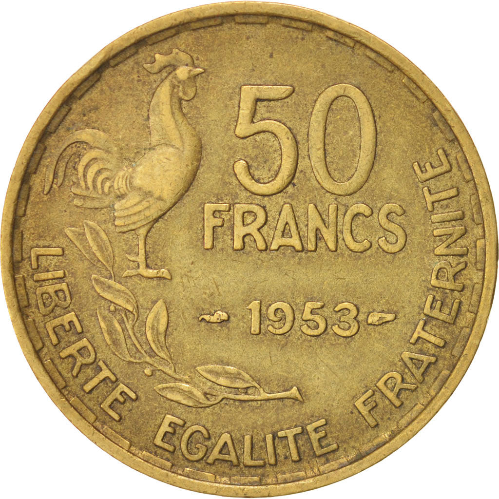 Francia, Guiraud, 50 Francs, 1953, Paris, BB, Alluminio-bronzo, KM:918.1, Gad...