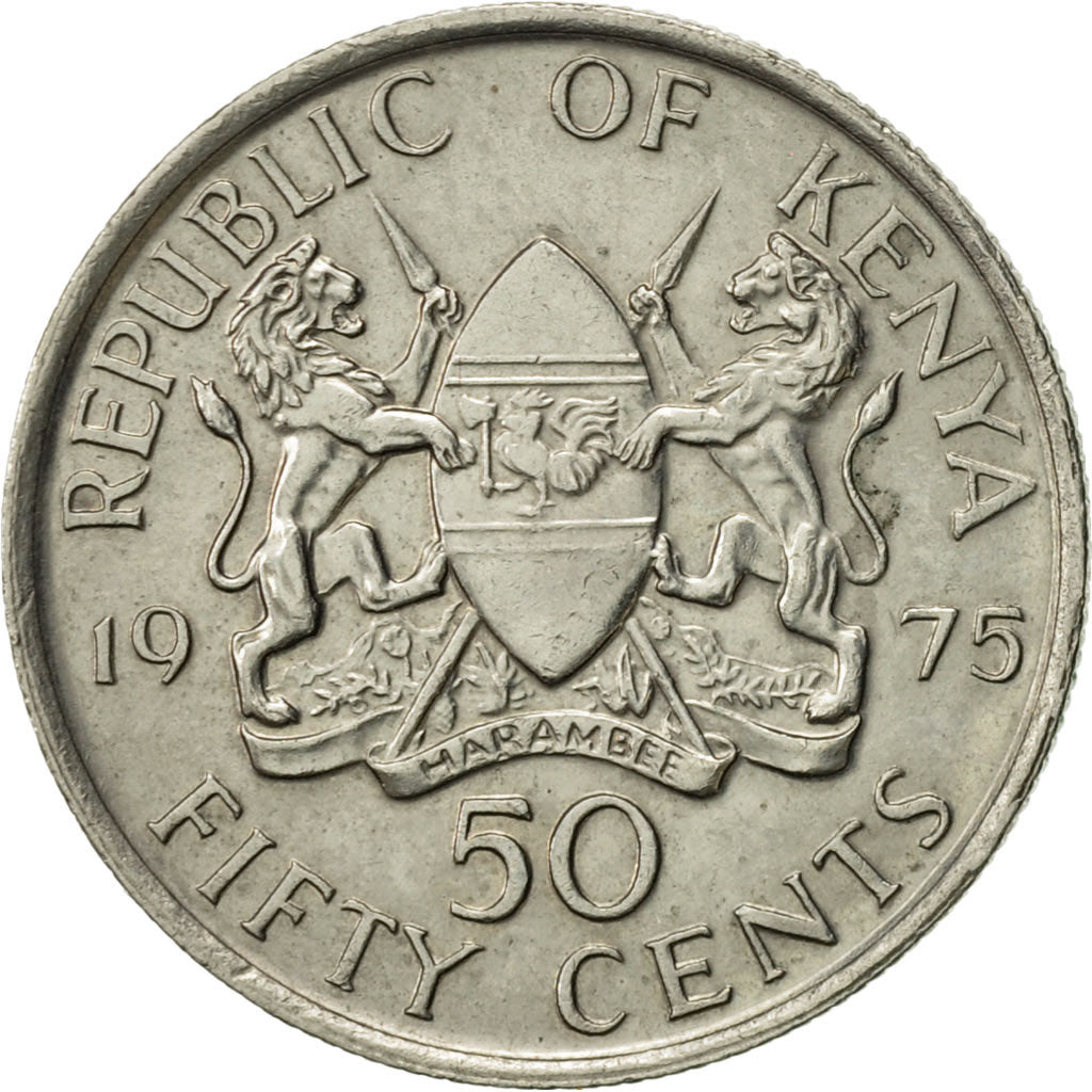 Coin, Kenya, 50 Cents, 1975, AU(55-58), Copper-nickel, KM:13