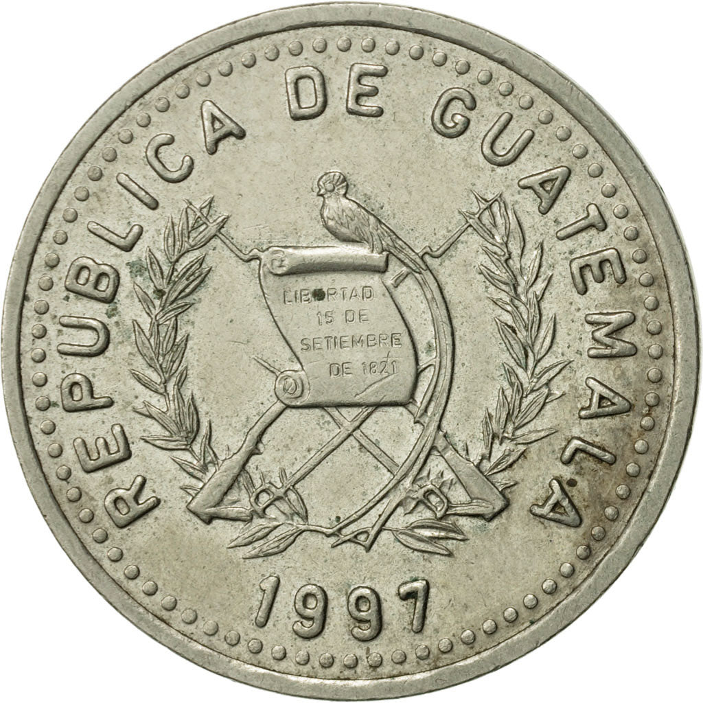 Coin, Guatemala, 25 Centavos, 1997, EF(40-45), Copper-nickel, KM:278.5