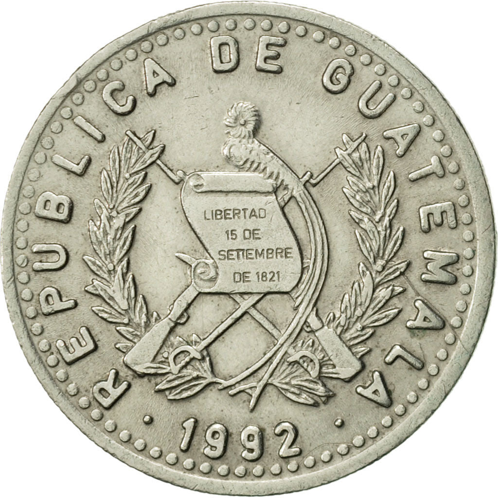 Coin, Guatemala, 10 Centavos, 1992, AU(55-58), Copper-nickel, KM:277.5