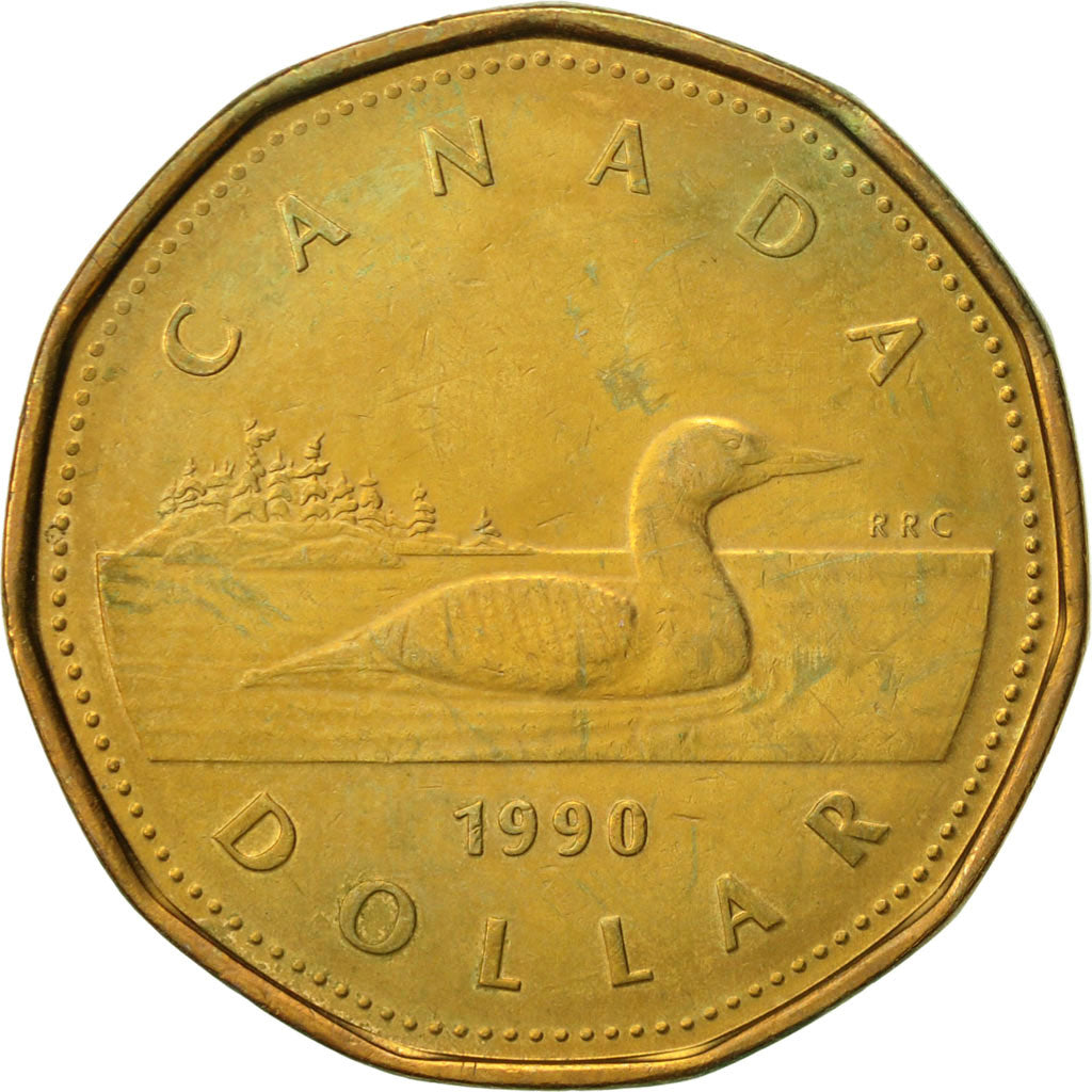 Coin, Canada, Elizabeth II, Dollar, 1990, Royal Canadian Mint, Ottawa