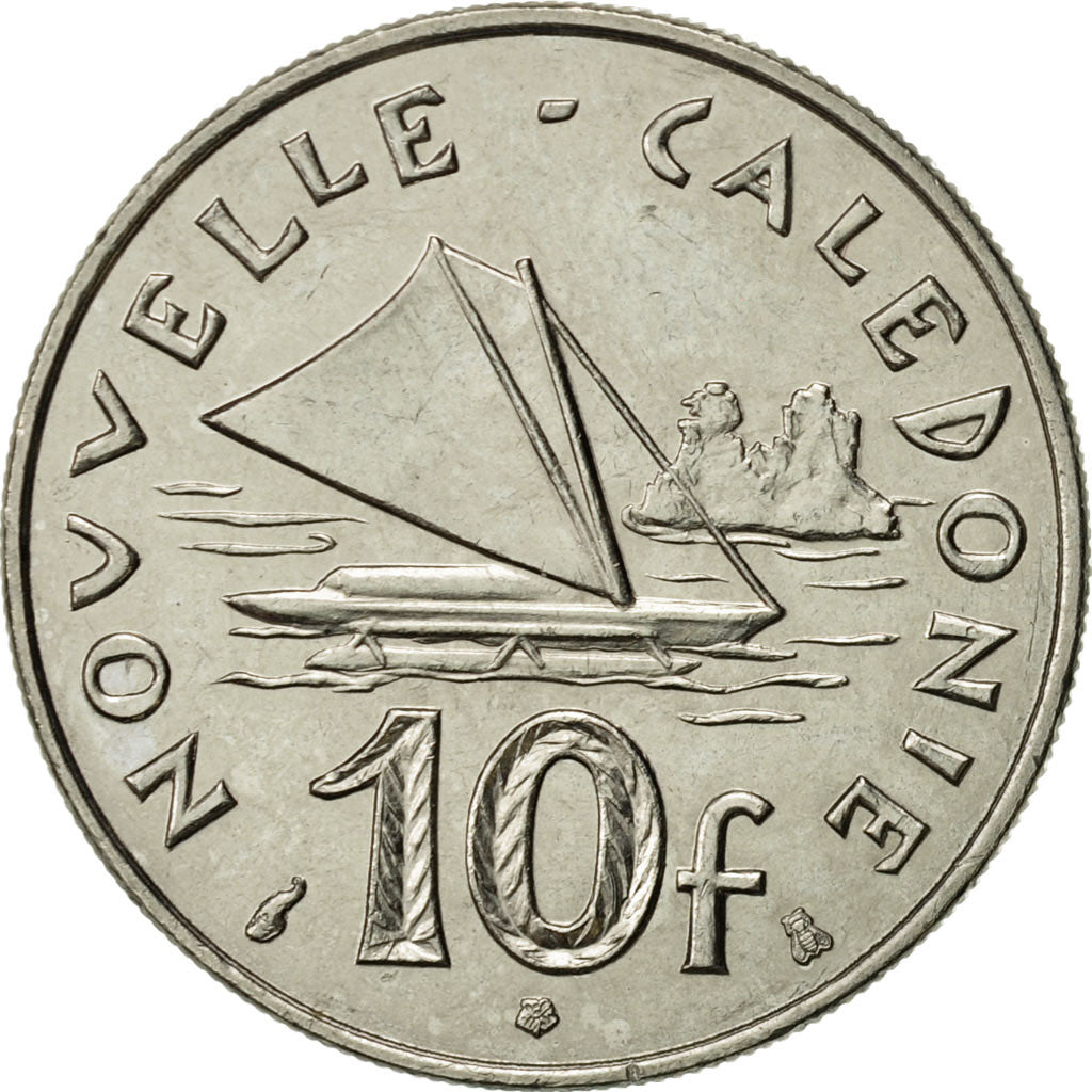 Coin, New Caledonia, 10 Francs, 1995, Paris, AU(55-58), Nickel, KM:11