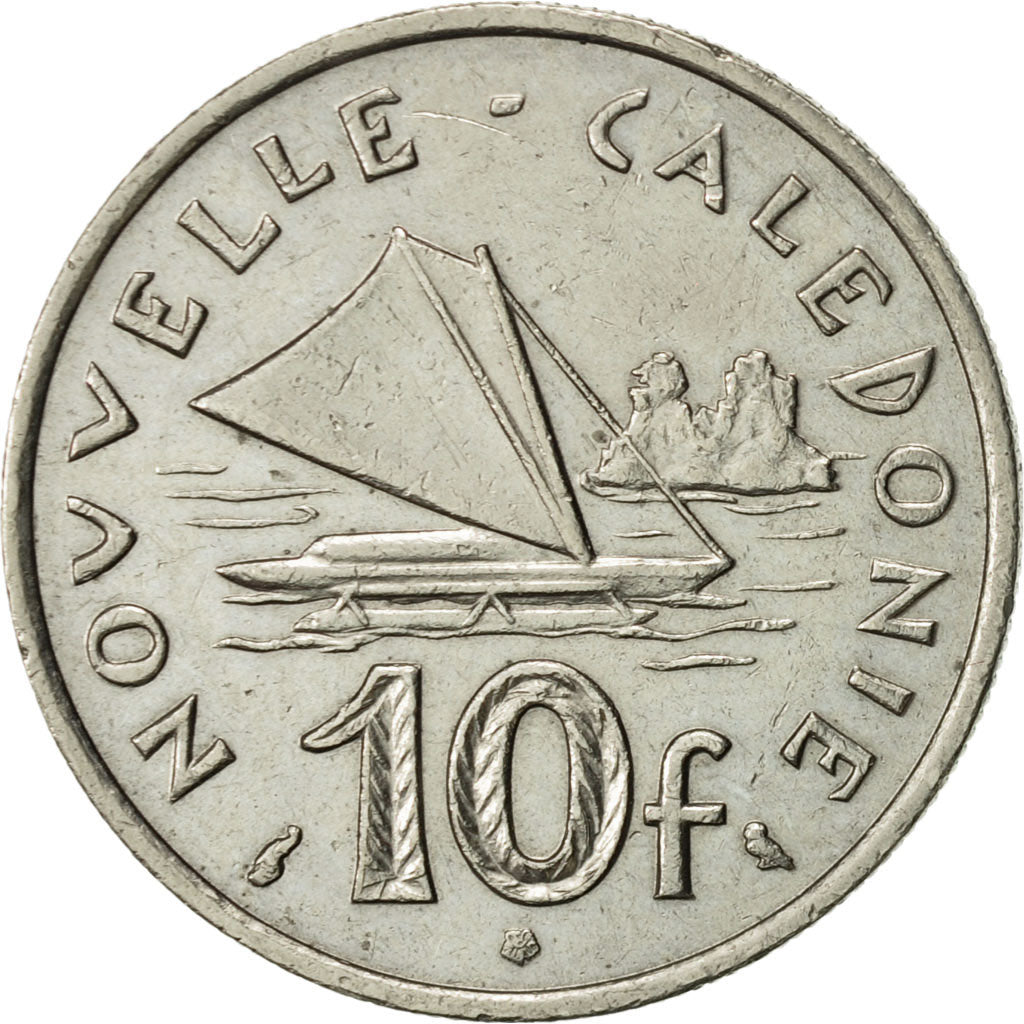 New Caledonia, 10 Francs, 1970, Paris, AU(55-58), Nickel, KM:5
