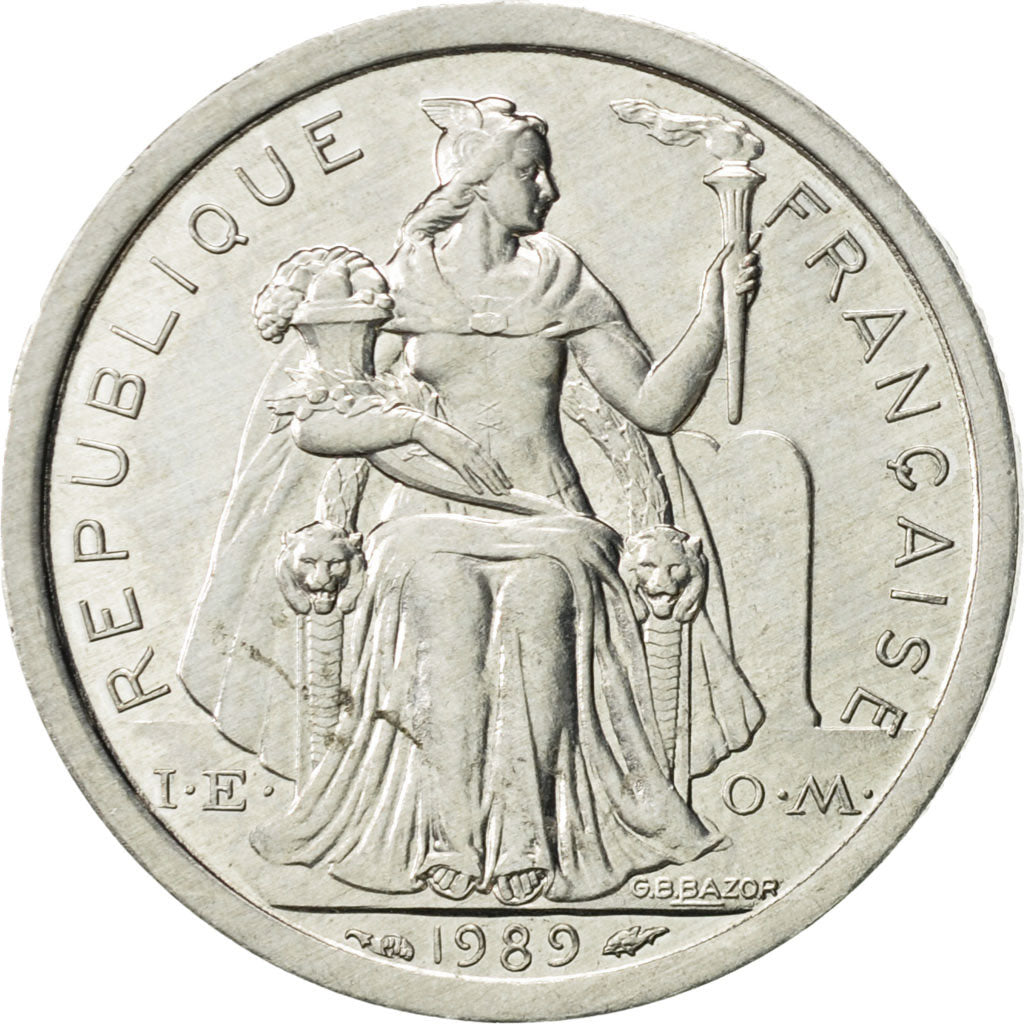 Coin, New Caledonia, Franc, 1989, Paris, MS(60-62), Aluminum, KM:10