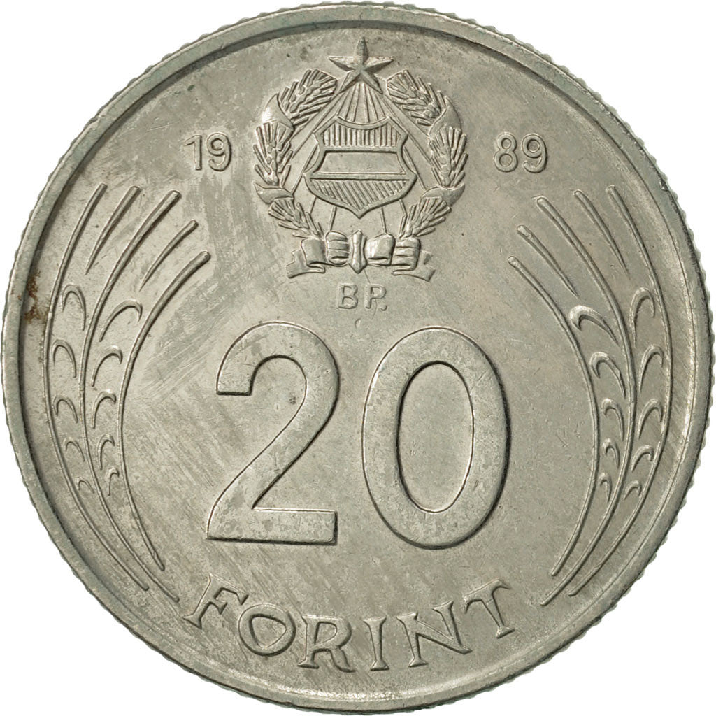 Coin, Hungary, 20 Forint, 1989, Budapest, EF(40-45), Copper-nickel, KM:630