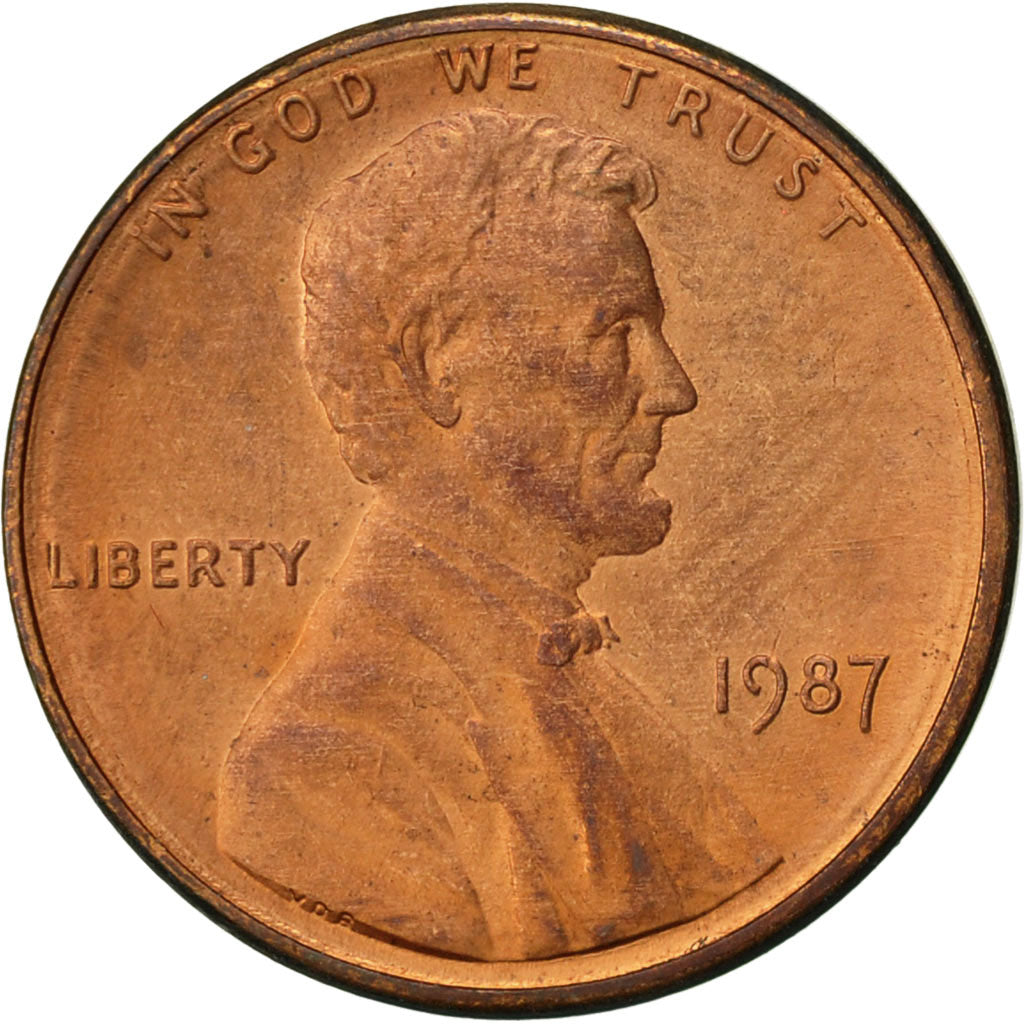 Coin, United States, Lincoln Cent, Cent, 1987, U.S. Mint, Philadelphia