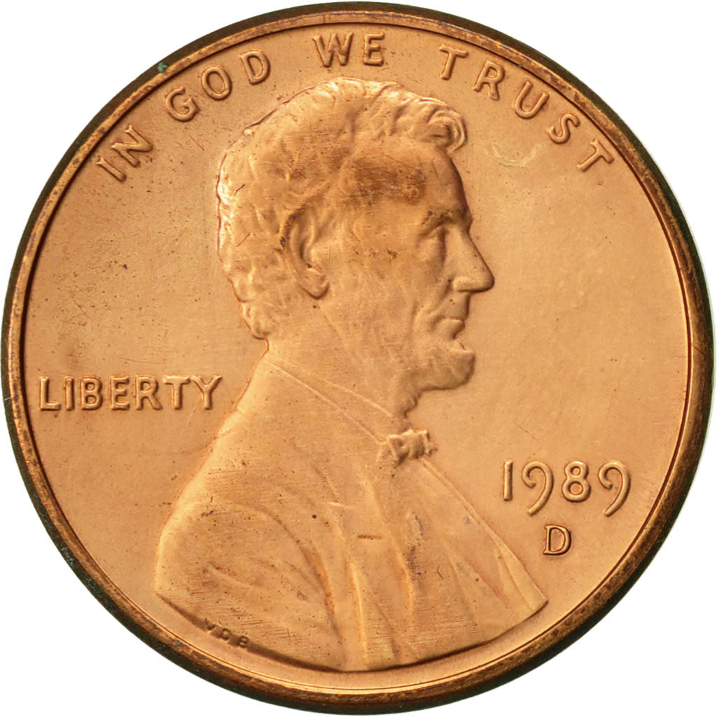 Coin, United States, Lincoln Cent, Cent, 1989, U.S. Mint, Denver, AU(50-53)