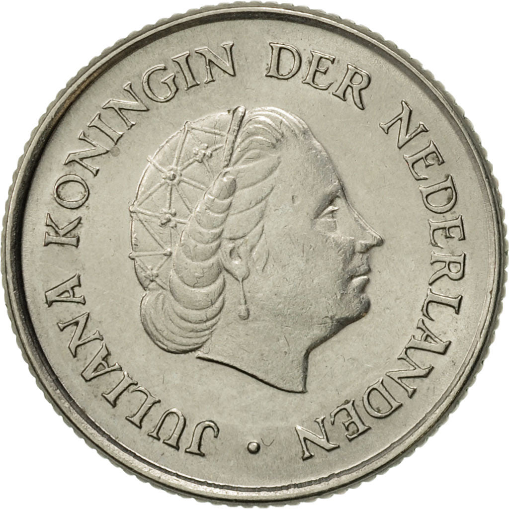 Coin, Netherlands, Juliana, 25 Cents, 1974, AU(55-58), Nickel, KM:183