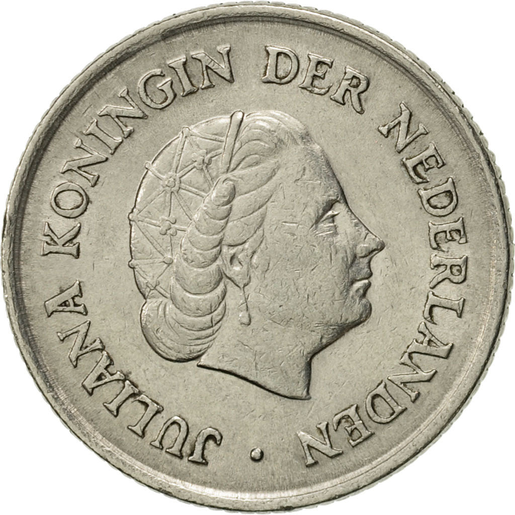 Coin, Netherlands, Juliana, 25 Cents, 1962, AU(55-58), Nickel, KM:183
