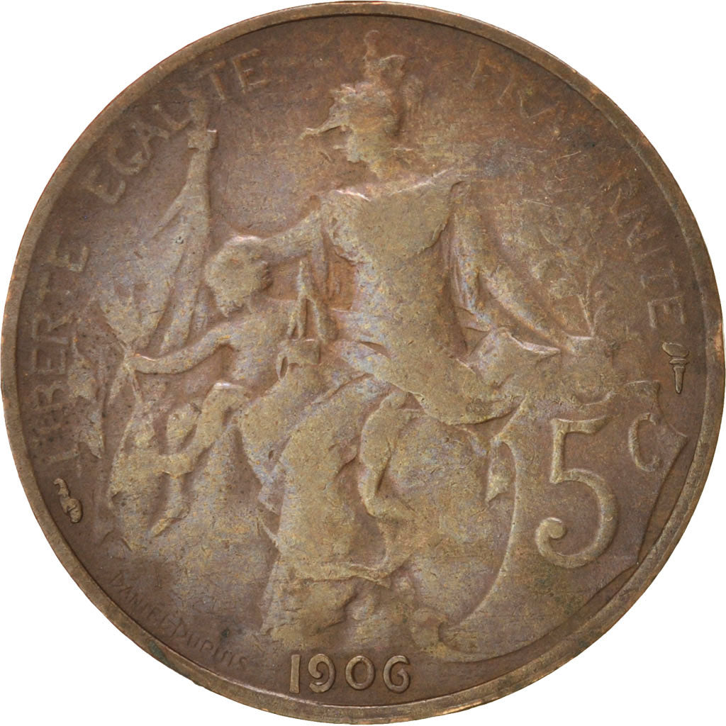 Moneta, Francia, Dupuis, 5 Centimes, 1906, Paris, MB, Bronzo, KM:842