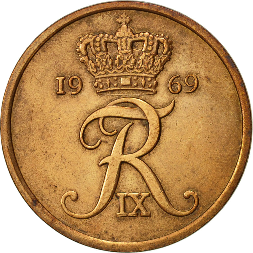 Coin, Denmark, Frederik IX, 5 Öre, 1969, Copenhagen, EF(40-45), Bronze
