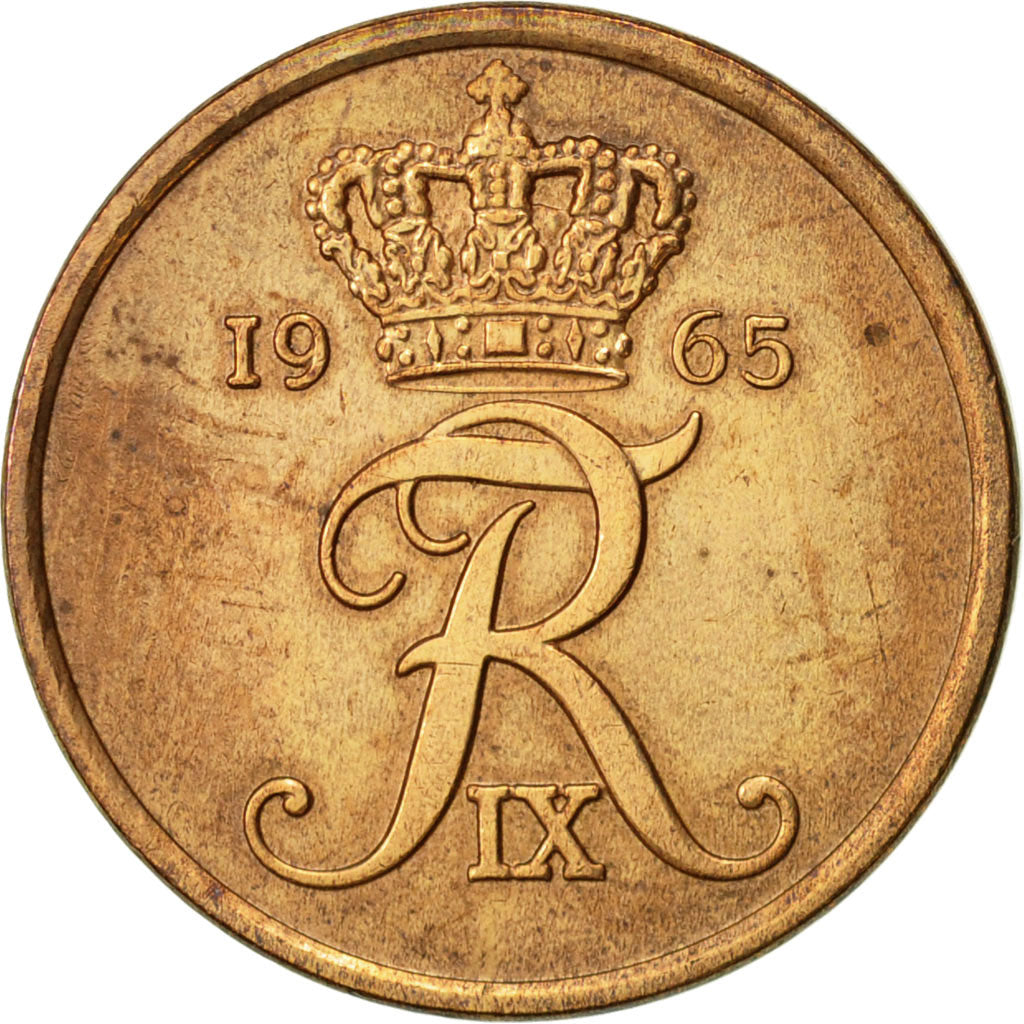 Coin, Denmark, Frederik IX, 5 Öre, 1965, Copenhagen, EF(40-45), Bronze