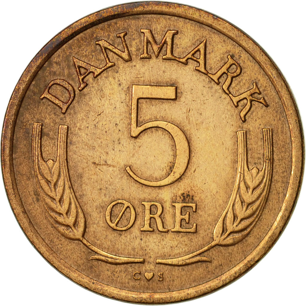 Coin, Denmark, Frederik IX, 5 Öre, 1965, Copenhagen, EF(40-45), Bronze