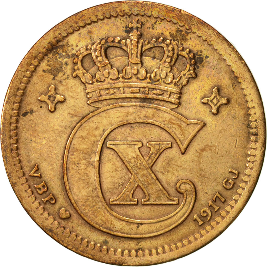 Coin, Denmark, Christian X, 5 Öre, 1917, Copenhagen, EF(40-45), Bronze