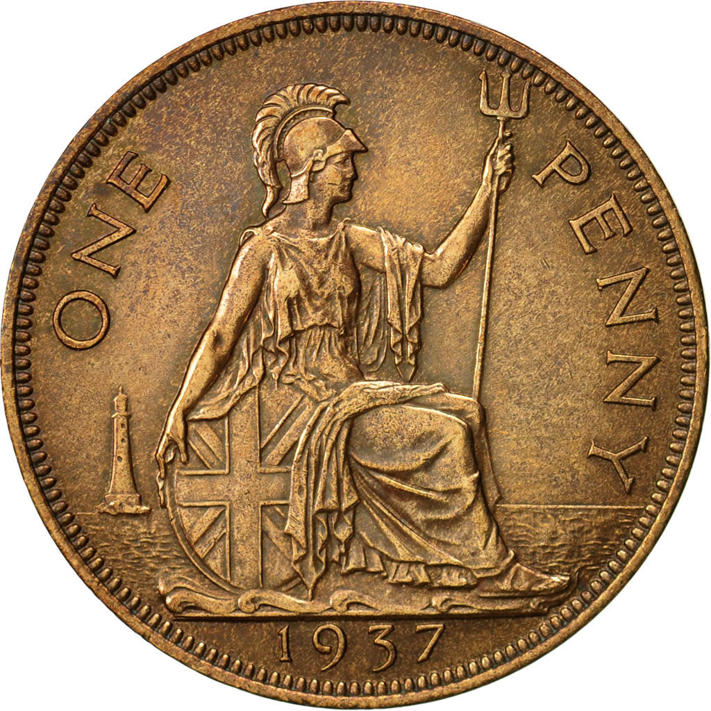 Coin, Great Britain, George VI, Penny, 1937, EF(40-45), Bronze, KM:845
