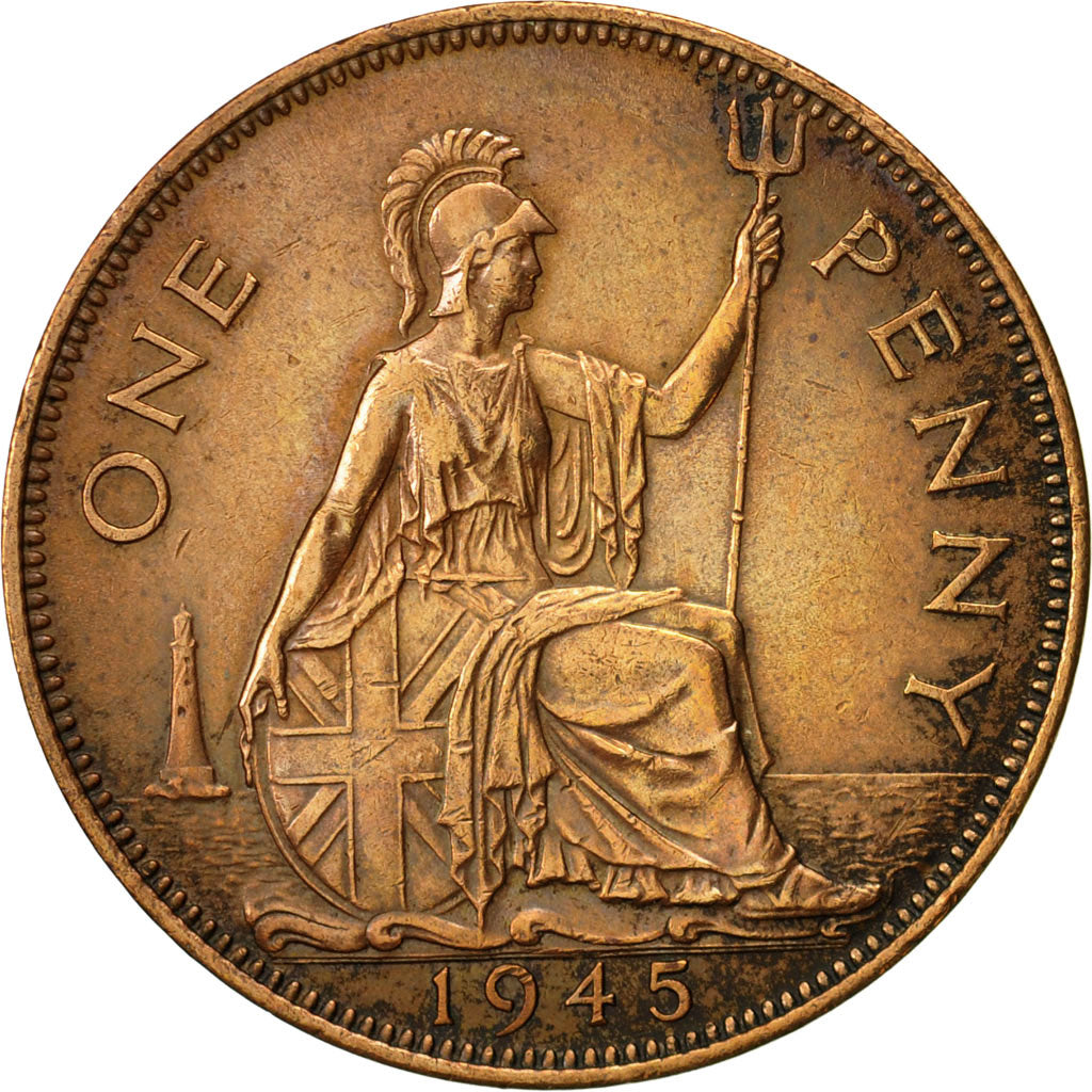 Great Britain, George VI, Penny, 1945, EF(40-45), Bronze, KM:845