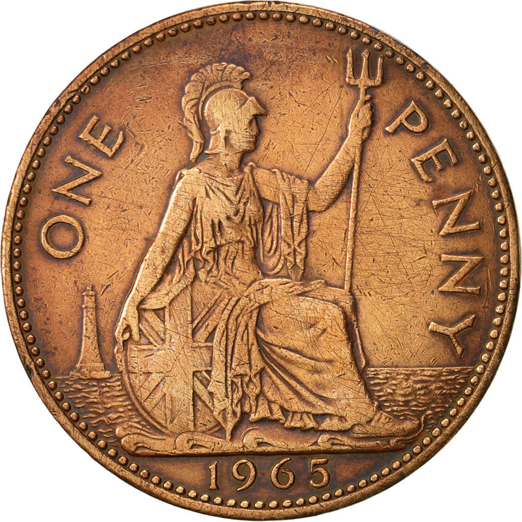 Coin, Great Britain, Elizabeth II, Penny, 1965, EF(40-45), Bronze, KM:897