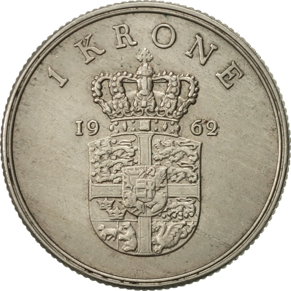 Coin, Denmark, Frederik IX, Krone, 1962, Copenhagen, AU(55-58), Copper-nickel