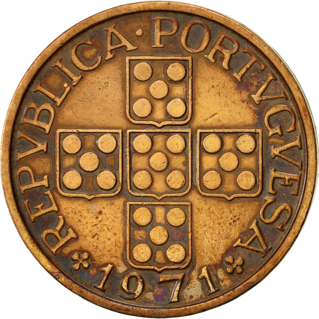 Coin, Portugal, Escudo, 1971, EF(40-45), Bronze, KM:597