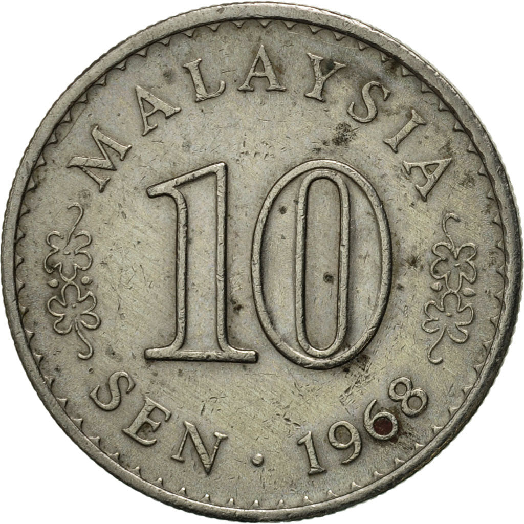 Coin, Malaysia, 10 Sen, 1968, Franklin Mint, AU(50-53), Copper-nickel, KM:3