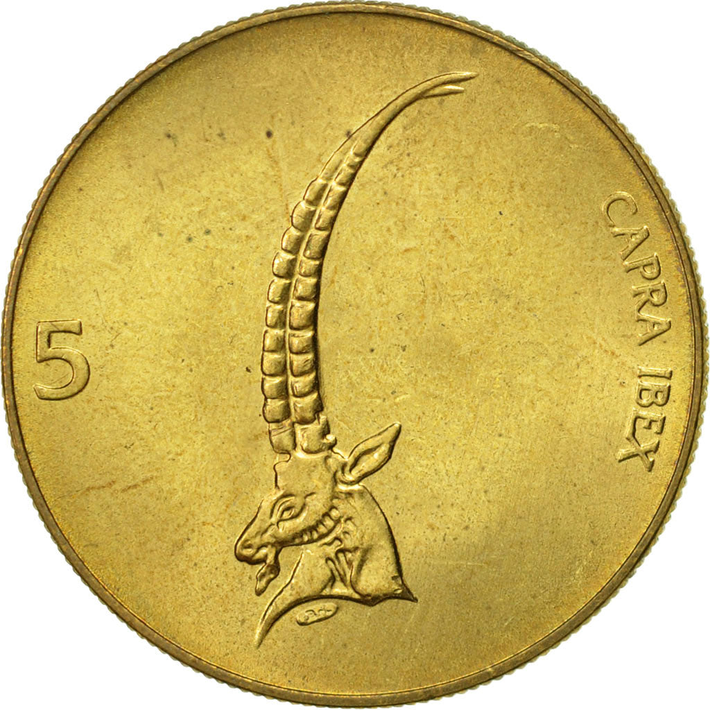 Coin, Slovenia, 5 Tolarjev, 1993, AU(50-53), Nickel-brass, KM:6