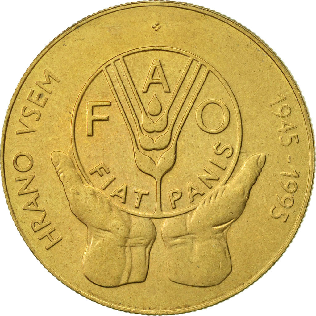 Coin, Slovenia, 5 Tolarjev, 1995, AU(50-53), Nickel-brass, KM:21