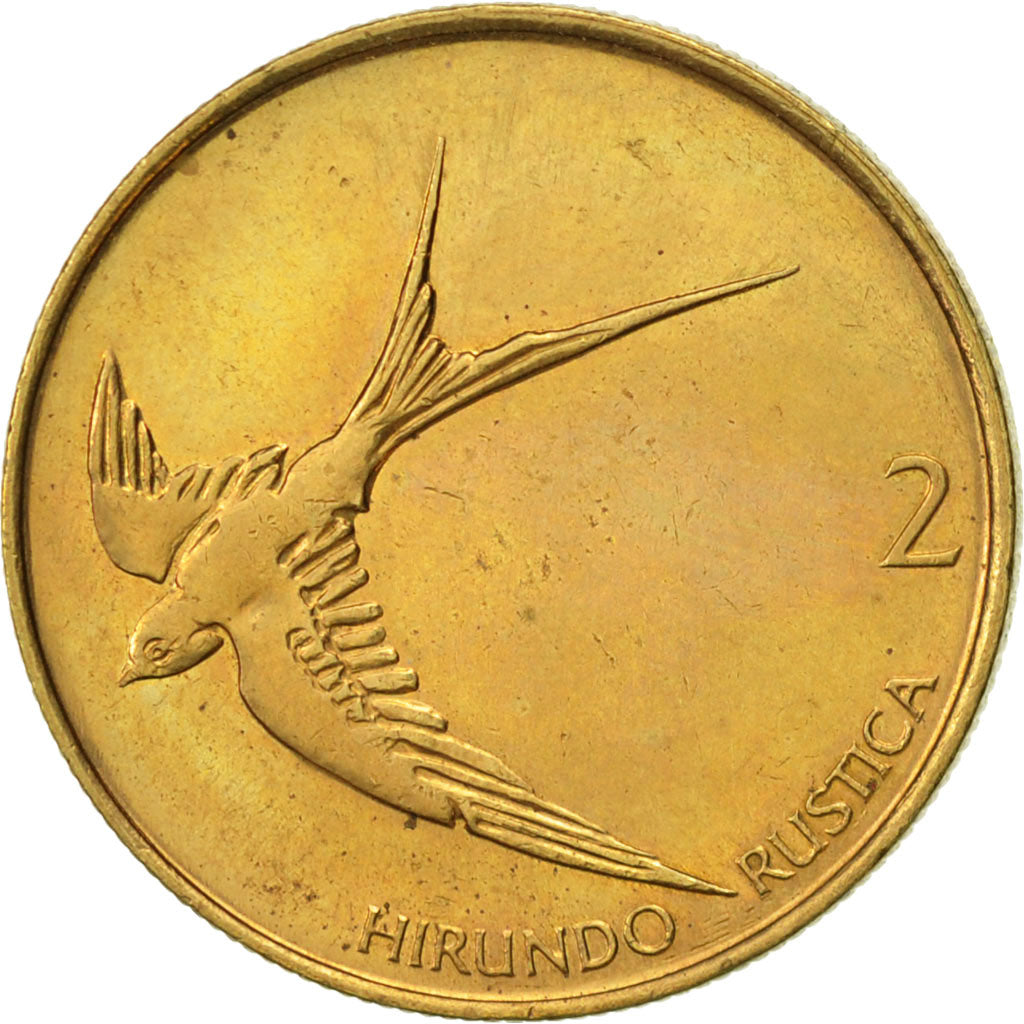 Coin, Slovenia, 2 Tolarja, 1992, AU(50-53), Nickel-brass, KM:5