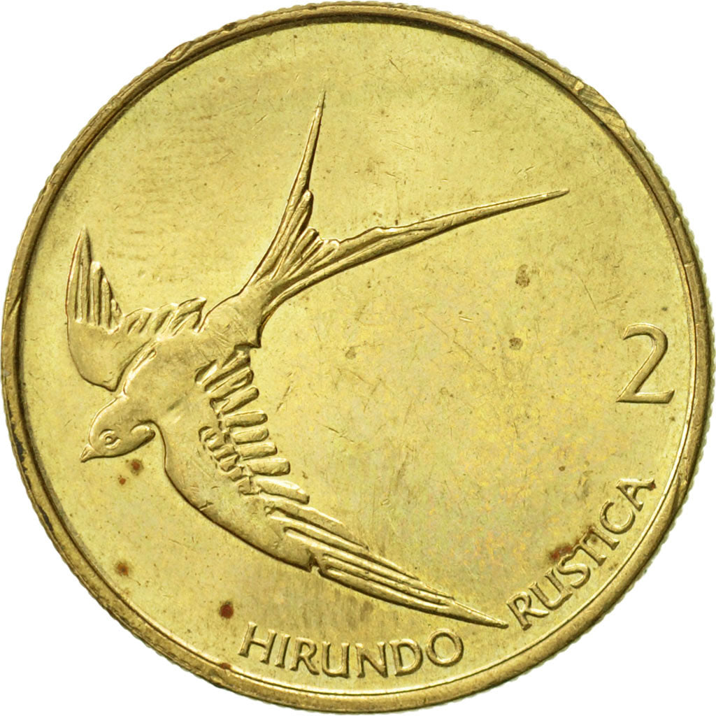 Coin, Slovenia, 2 Tolarja, 1996, AU(50-53), Nickel-brass, KM:5