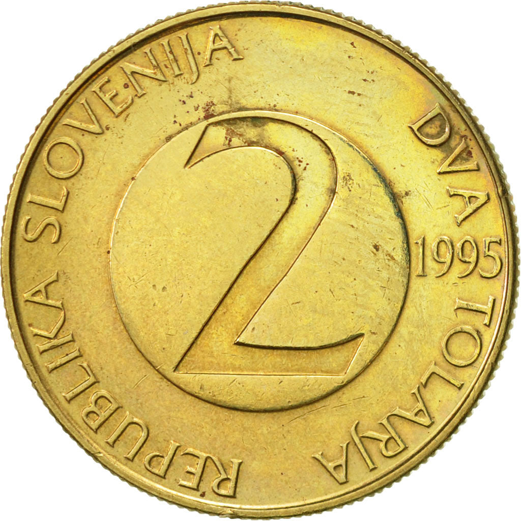 Coin, Slovenia, 2 Tolarja, 1995, AU(50-53), Nickel-brass, KM:5
