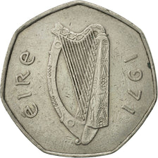 IRELAND REPUBLIC, 50 Pence, 1971, EF(40-45), Copper-nickel, KM:24
